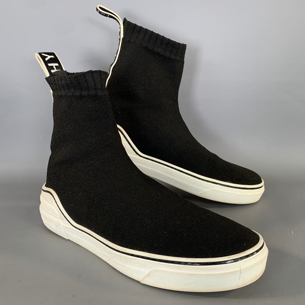 GIVENCHY Size 9 Black White Fabric Pull On Boots